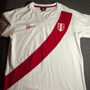 Peru National Football Team White And Red T Shirt Size L